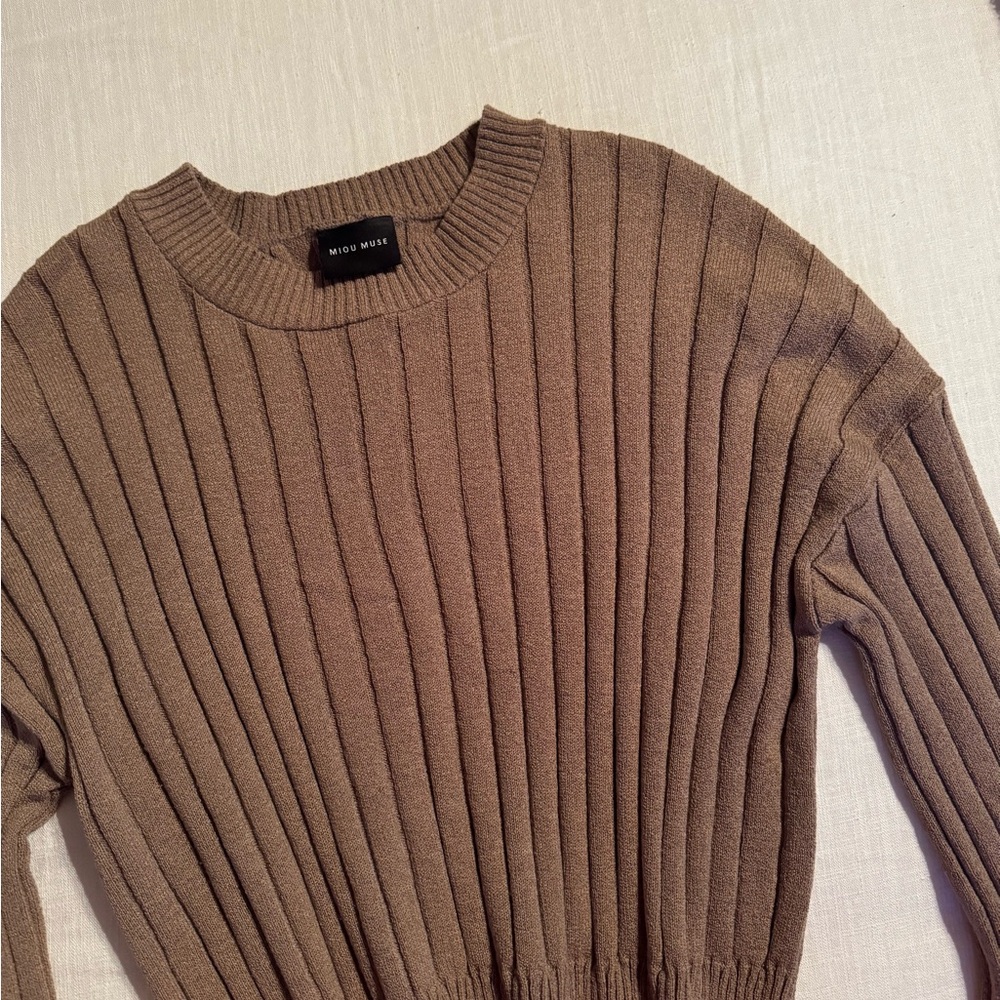 Miou Muse Ribbed Knit Sweater